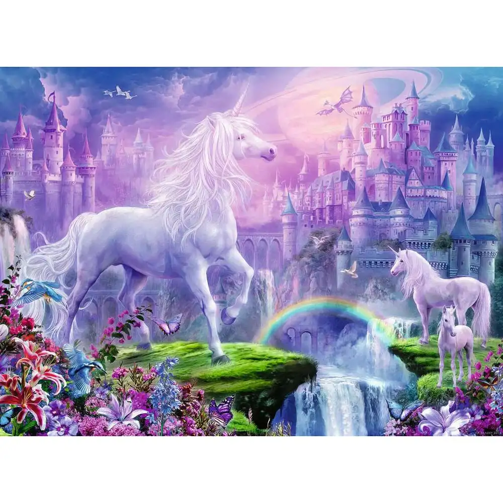 puzzle unicorn cu sclipici, 100 piese