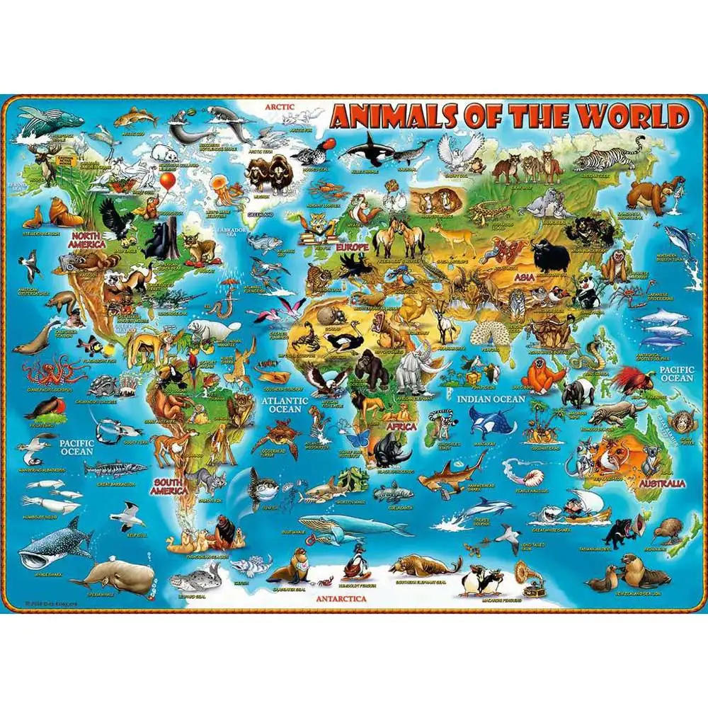 puzzle harta animalelor, 300 piese