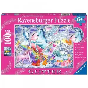 PUZZLE UNICORNI CU SCLIPICI, 100 PIESE